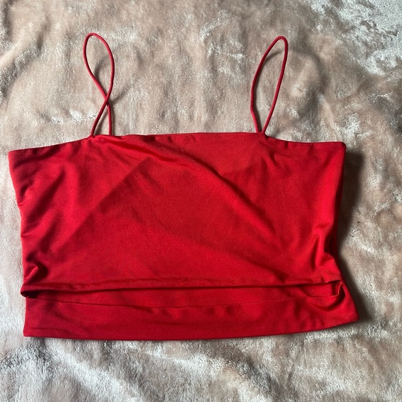 Red spaghetti strap tank top, good condition worn few times, tight fit - Picture 1 of 1